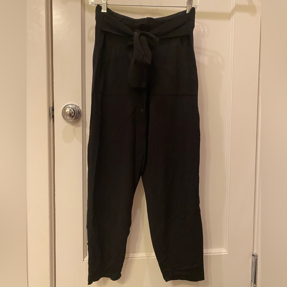 Zara knit black culotte trousers with waist tie